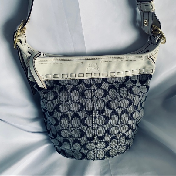 COACH Blue & White Canvas Bucket Bag - Picture 2 of 15